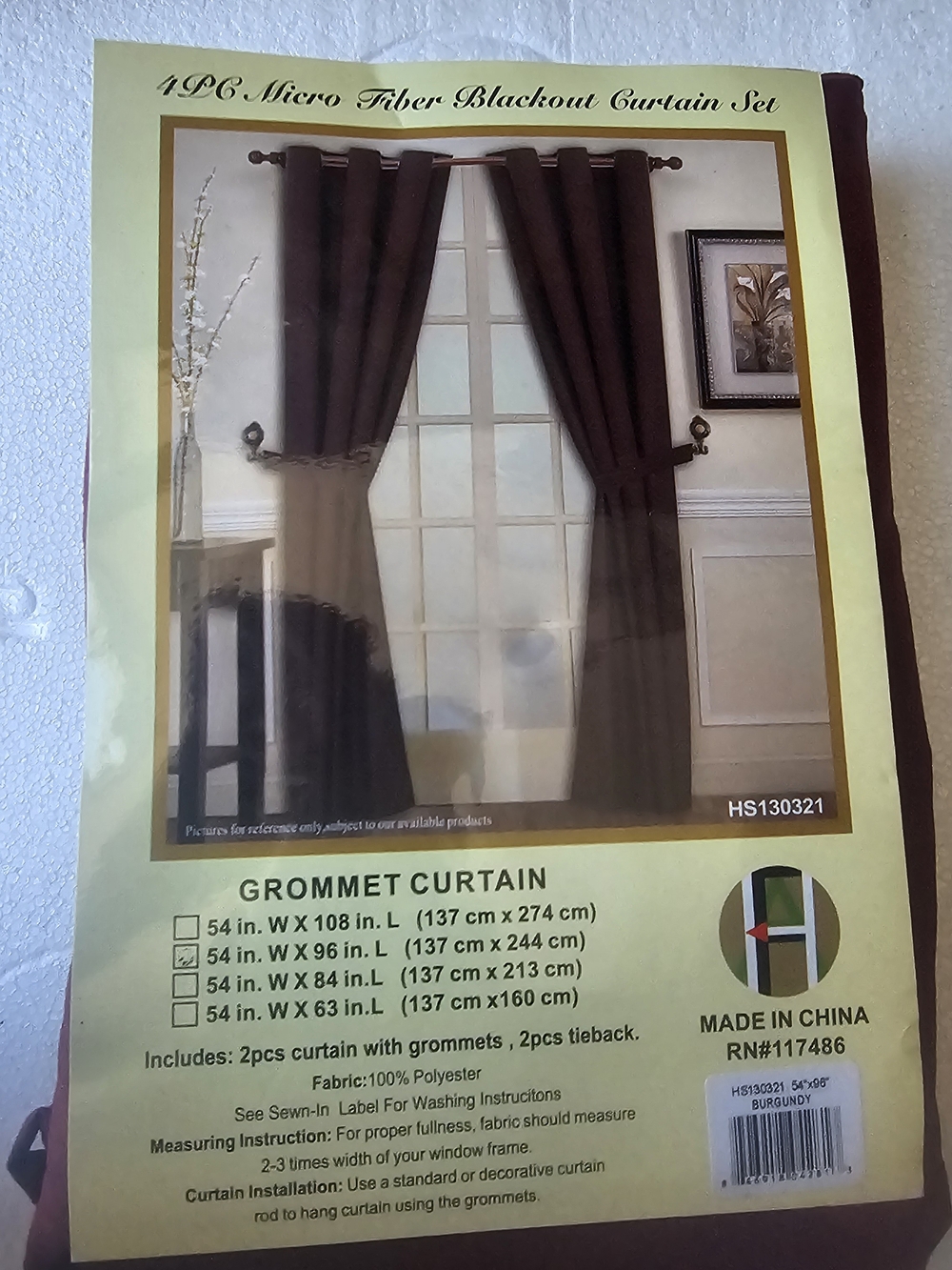4-Piece Microfiber Blackout Curtain Set